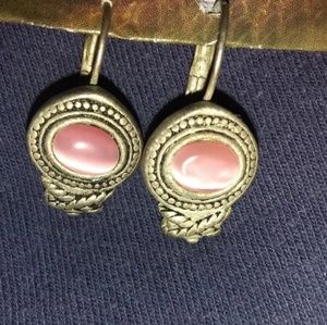 Vintage pink and silver earrings